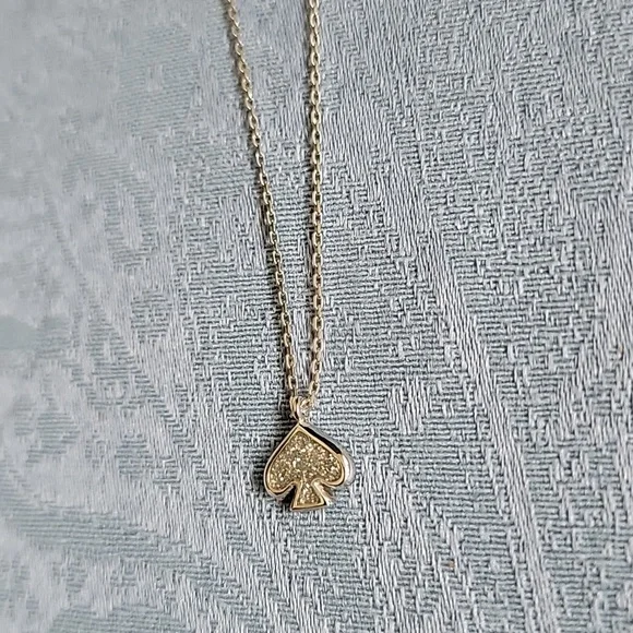 Silver KATE Spade Pendant Necklace With Glitter Center - Picture 2 of 5